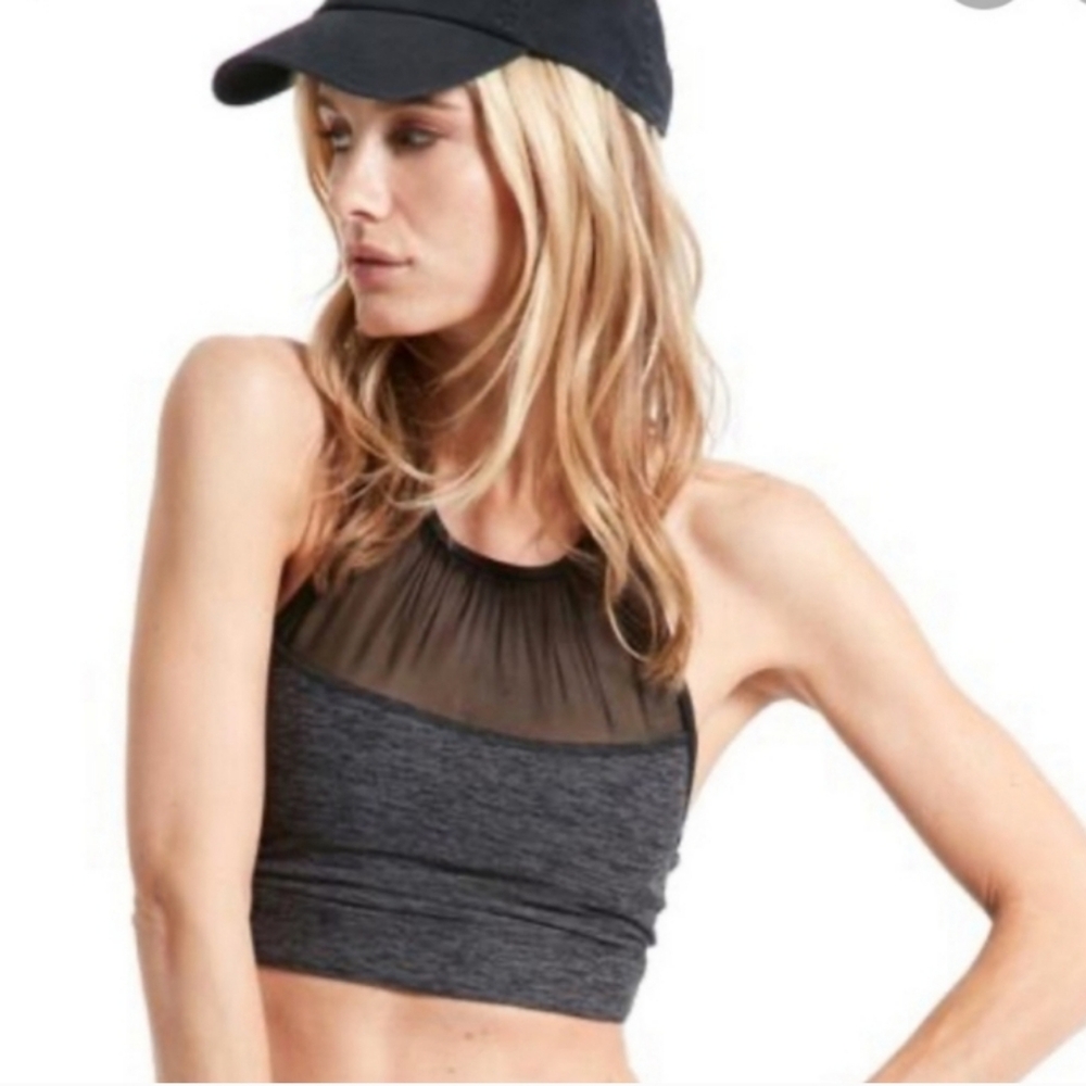 Hard Tail Forever Shirred Mesh Halter Sports Bra Small